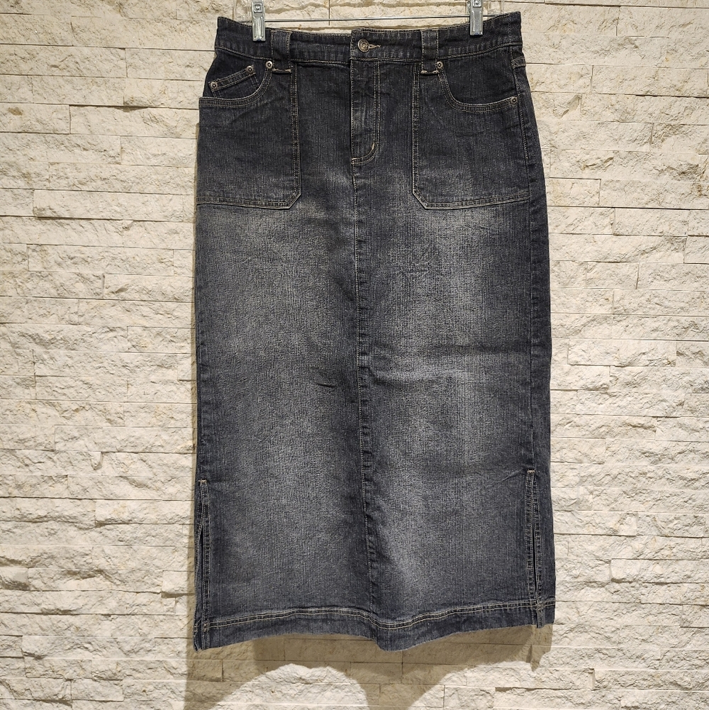 Vintage Sonoma Classic Charcoal Denim Pencil Maxi Skirt Sz 10